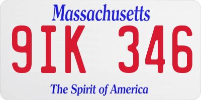 MA license plate 9IK346