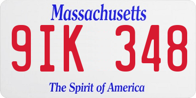 MA license plate 9IK348