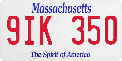 MA license plate 9IK350