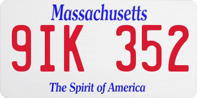 MA license plate 9IK352