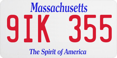 MA license plate 9IK355