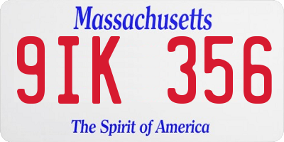 MA license plate 9IK356