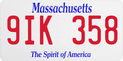 MA license plate 9IK358
