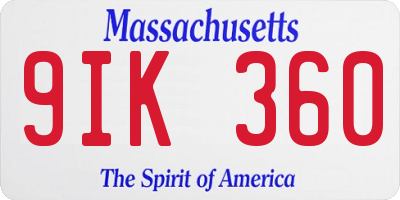 MA license plate 9IK360