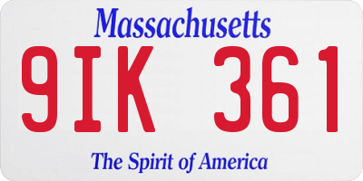MA license plate 9IK361