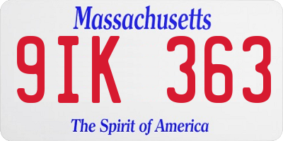 MA license plate 9IK363