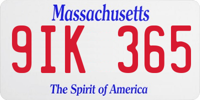 MA license plate 9IK365