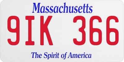 MA license plate 9IK366