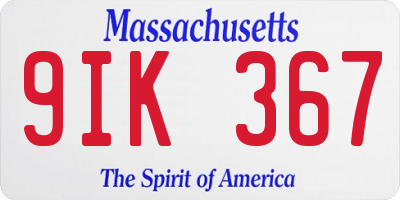 MA license plate 9IK367
