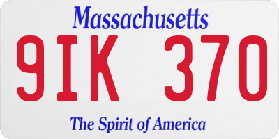 MA license plate 9IK370