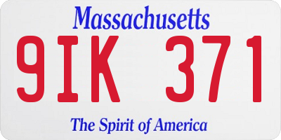 MA license plate 9IK371