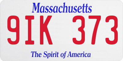 MA license plate 9IK373