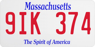 MA license plate 9IK374
