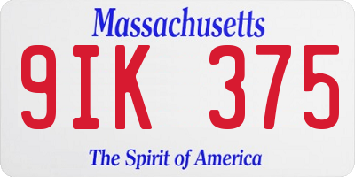 MA license plate 9IK375