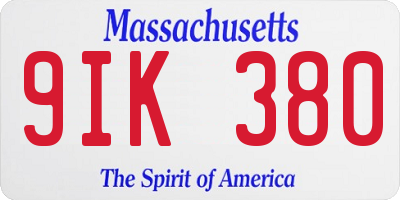 MA license plate 9IK380