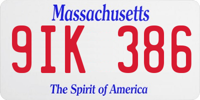 MA license plate 9IK386