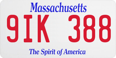 MA license plate 9IK388