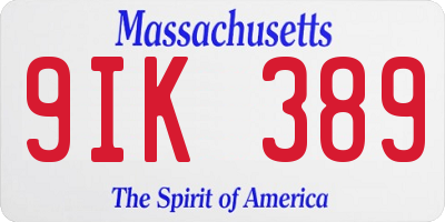 MA license plate 9IK389