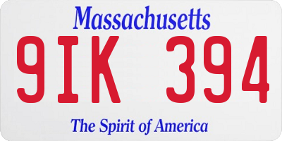 MA license plate 9IK394
