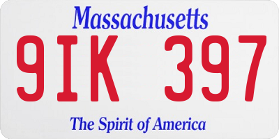 MA license plate 9IK397