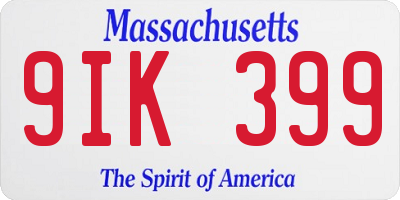 MA license plate 9IK399