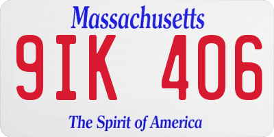 MA license plate 9IK406
