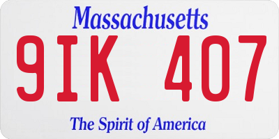 MA license plate 9IK407