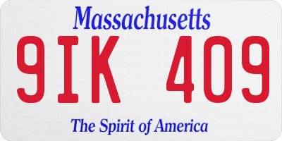 MA license plate 9IK409