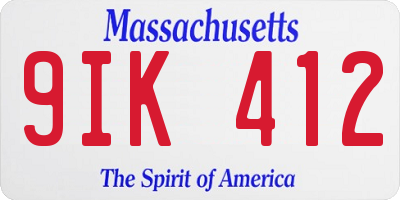 MA license plate 9IK412