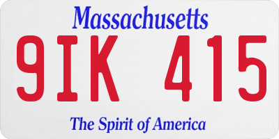 MA license plate 9IK415