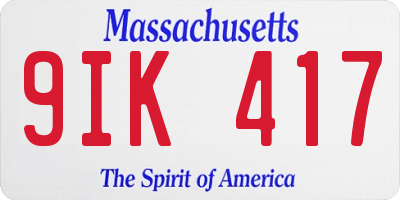 MA license plate 9IK417