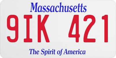 MA license plate 9IK421