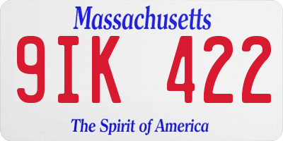 MA license plate 9IK422