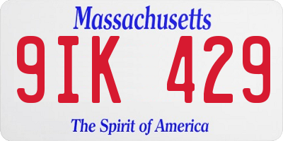 MA license plate 9IK429