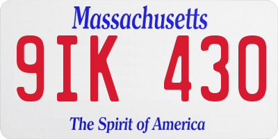 MA license plate 9IK430