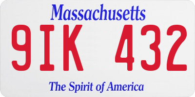 MA license plate 9IK432
