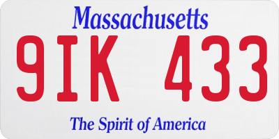 MA license plate 9IK433