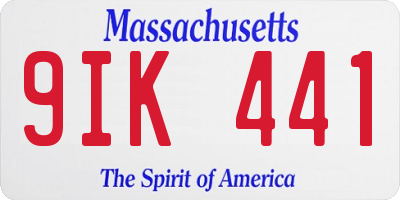 MA license plate 9IK441