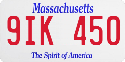 MA license plate 9IK450