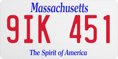 MA license plate 9IK451