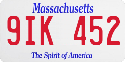 MA license plate 9IK452