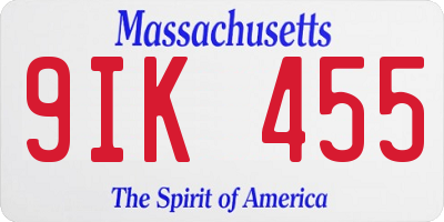 MA license plate 9IK455