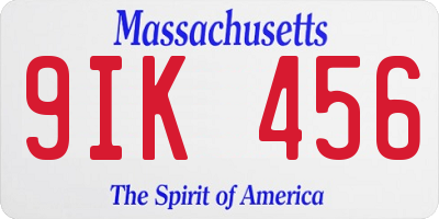 MA license plate 9IK456