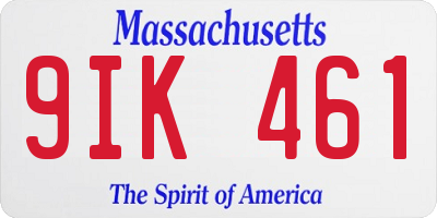MA license plate 9IK461