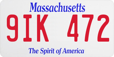 MA license plate 9IK472