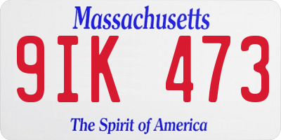 MA license plate 9IK473