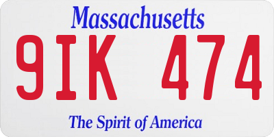 MA license plate 9IK474