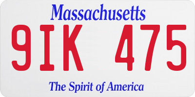 MA license plate 9IK475