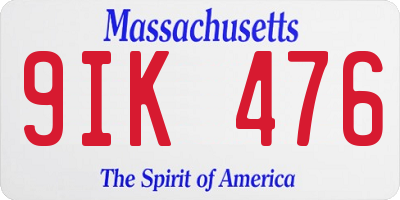 MA license plate 9IK476