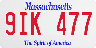 MA license plate 9IK477